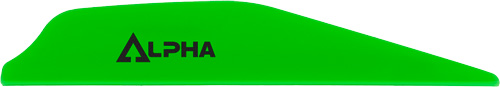 Green curved banner with ALPHA logo