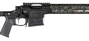 Modern tactical rifle with adjustable stock and long barrel