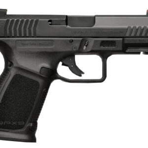 Black semi-automatic pistol side profile
