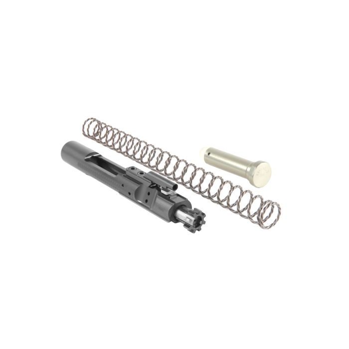 Rifle bolt carrier group with spring and buffer