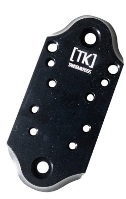 Black TK1 metal mounting plate with holes