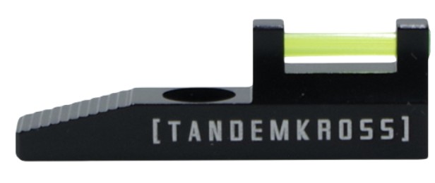 Black fiber optic pistol sight with TANDEMKROSS logo