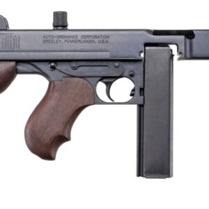 Thompson submachine gun with wooden stock