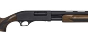 Pump-action shotgun with wooden stock