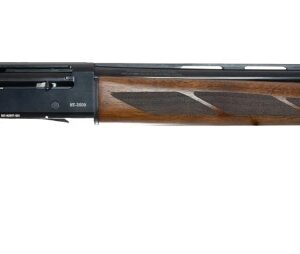 Wood-stock semi-automatic shotgun on white background
