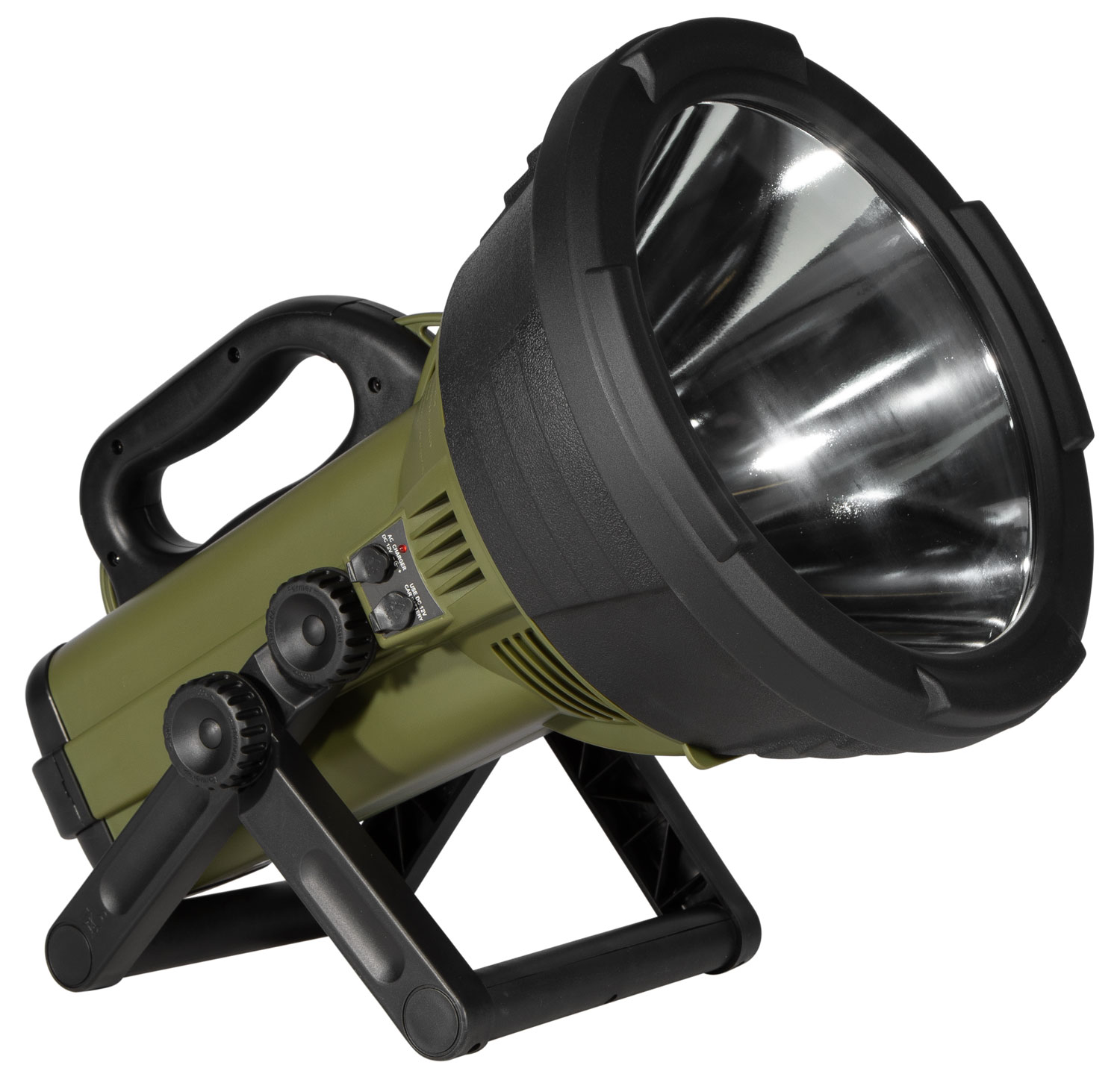 Large handheld spotlight with stand and handle