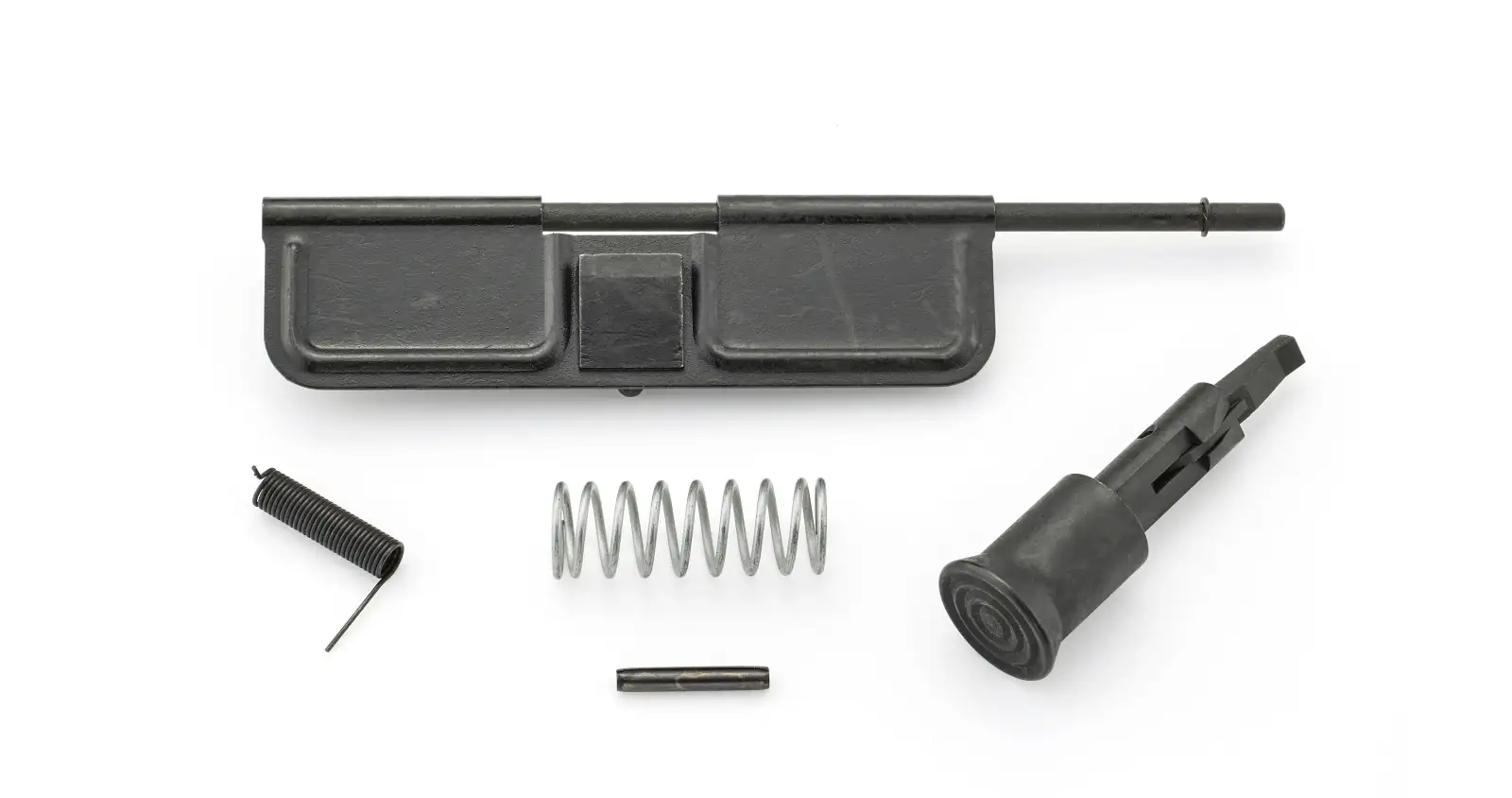Disassembled firearm bolt carrier components and springs
