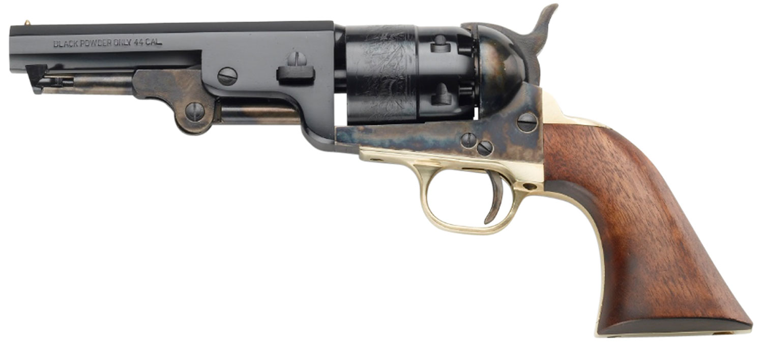 Black powder .44 caliber revolver with wooden grip