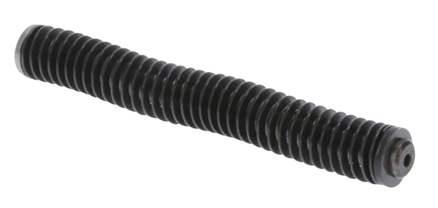 Black threaded metal rod on white background