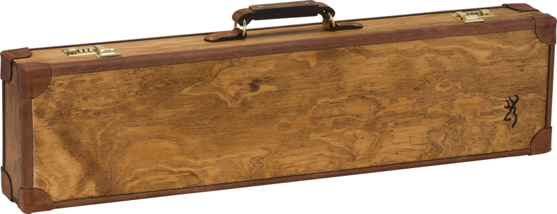 Wooden rifle case with leather trim and handle