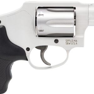 Stainless steel revolver with black grip