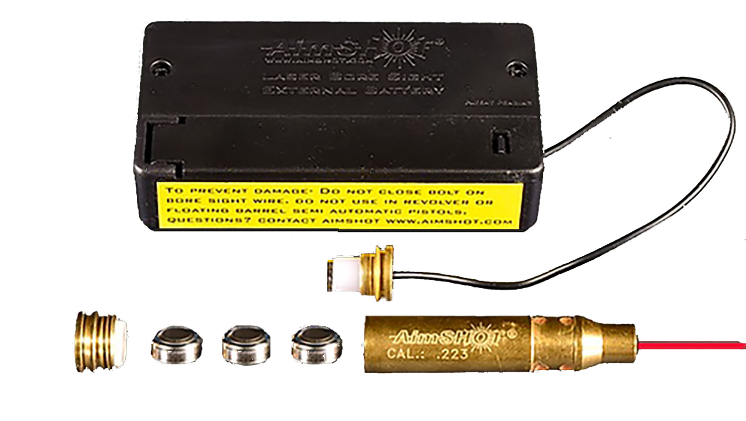 .223 caliber laser bore sight kit components