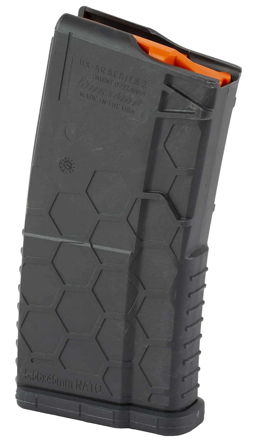 Black 5.56mm AR-style rifle magazine