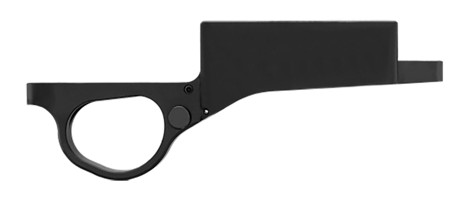Black firearm trigger assembly with guard and housing