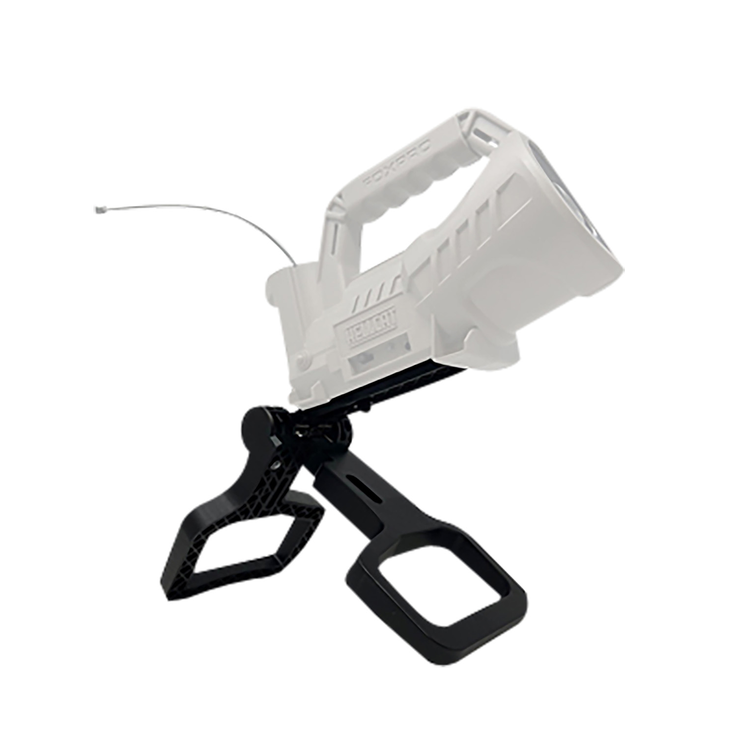 White tagging gun mounted on black stand