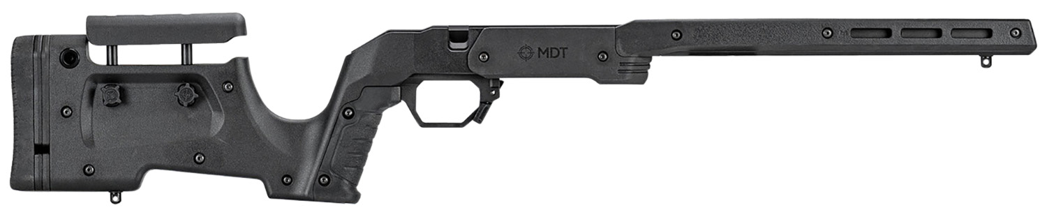 Black tactical rifle chassis stock