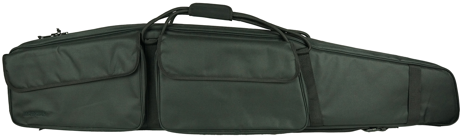 Green soft rifle case with multiple pockets