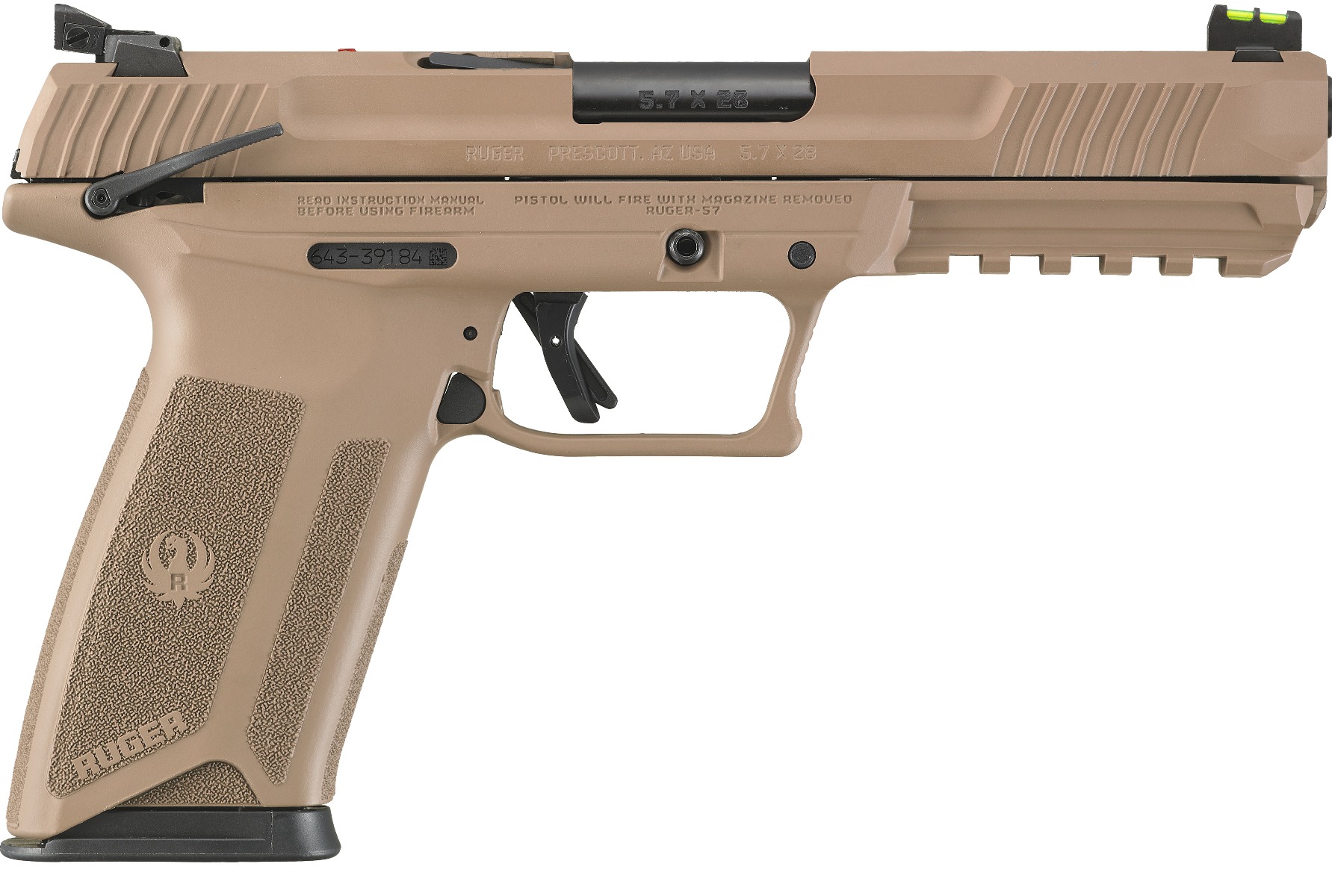 Ruger-57 semi-automatic pistol in flat dark earth
