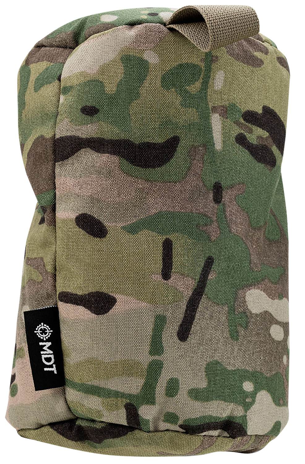 Camouflage shooting support bag with MDT label