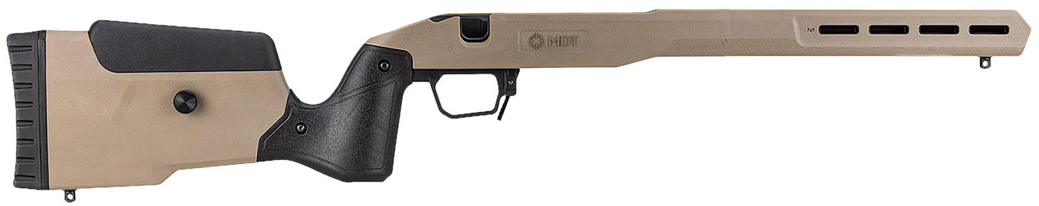 Tan and black rifle chassis stock
