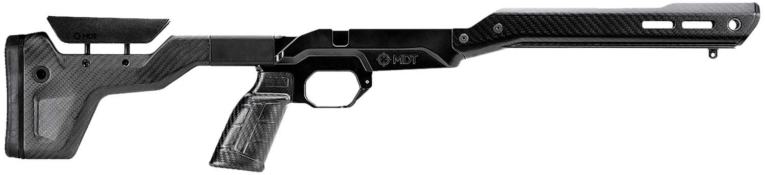 Carbon fiber rifle chassis with adjustable stock