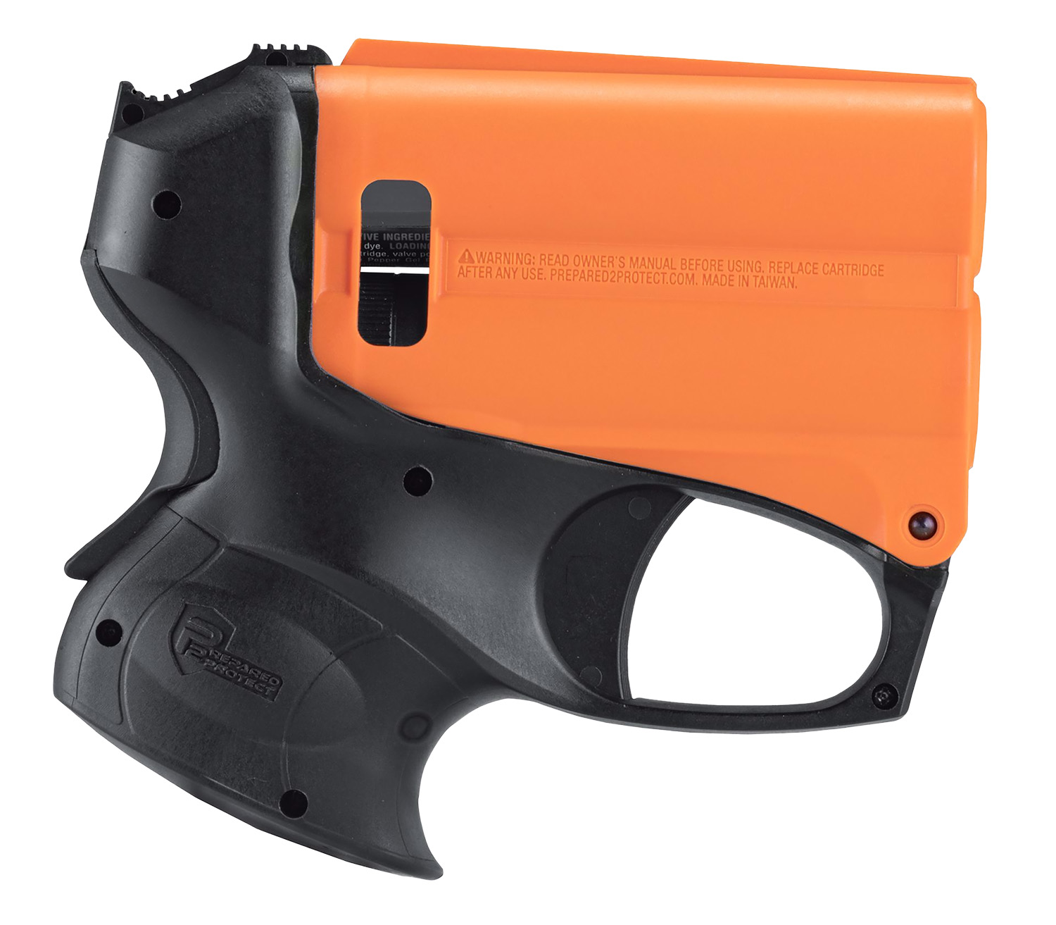 Black and orange pepper spray launcher device