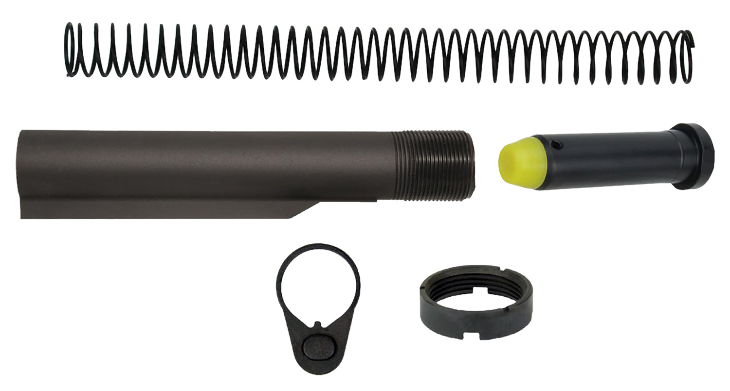 Firearm buffer tube assembly with spring and components
