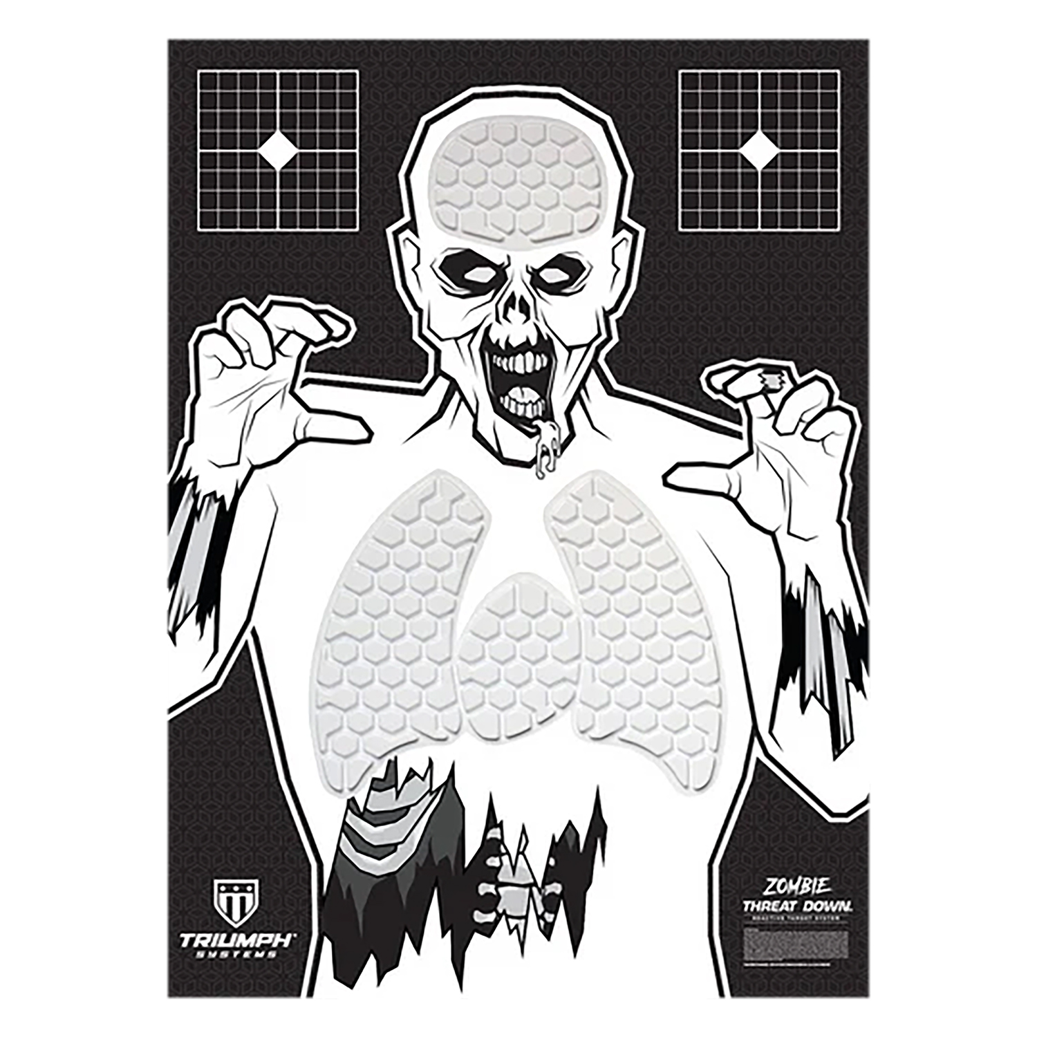 Zombie target poster with highlighted organs