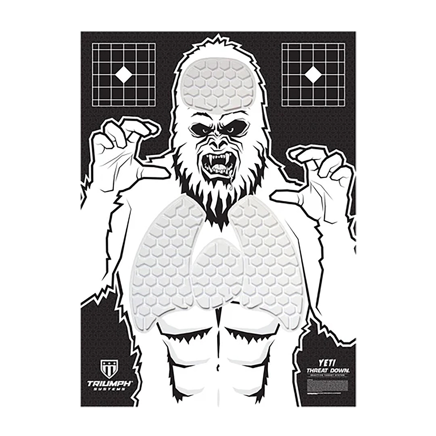 Illustrated roaring yeti with honeycomb brain and lungs