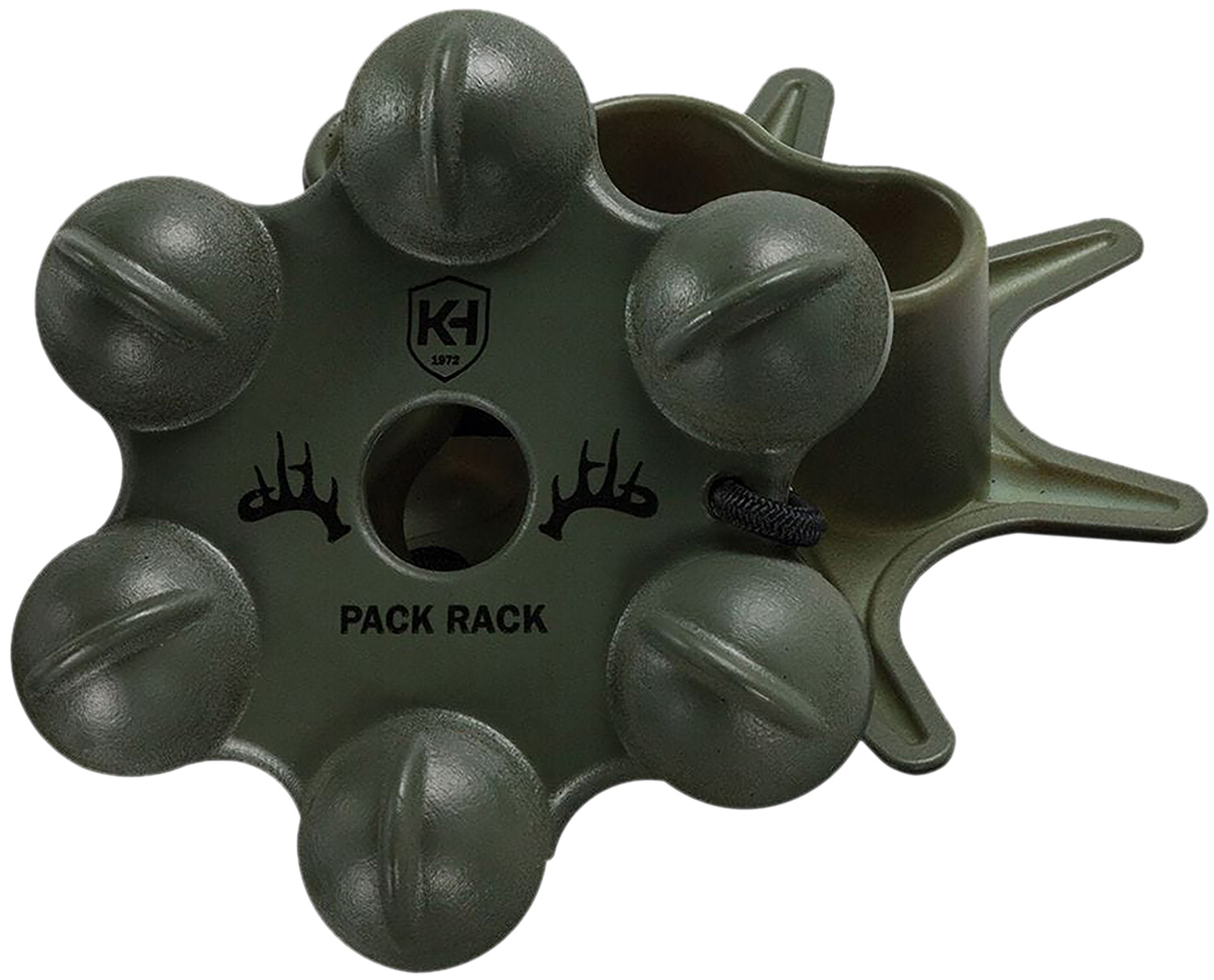 Green plastic Pack Rack hunting accessory device