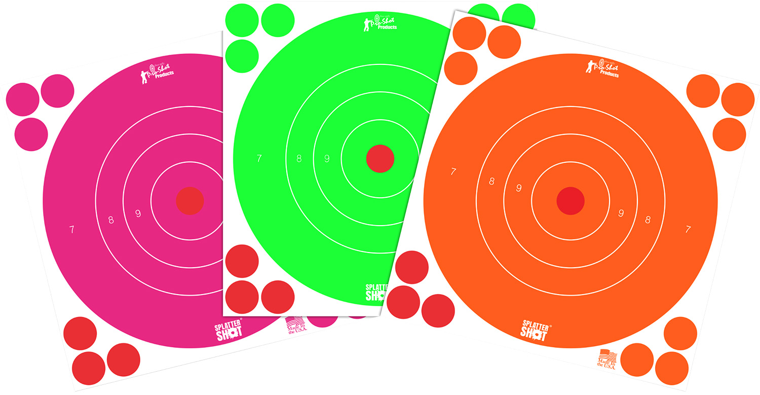 Colorful shooting targets with scoring rings and stickers