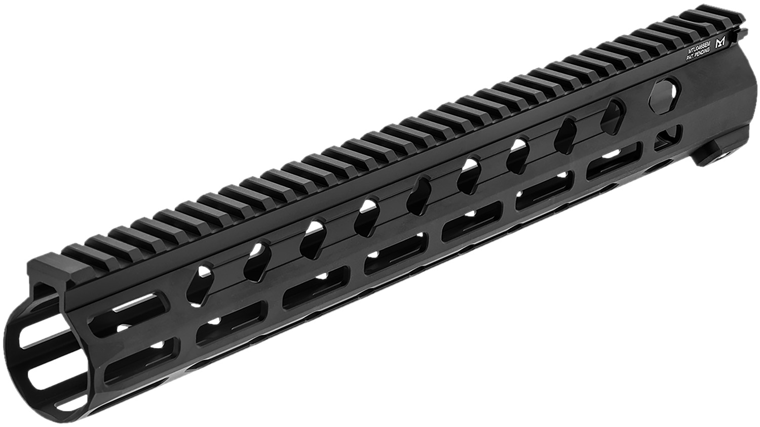 Black rifle handguard with Picatinny top rail