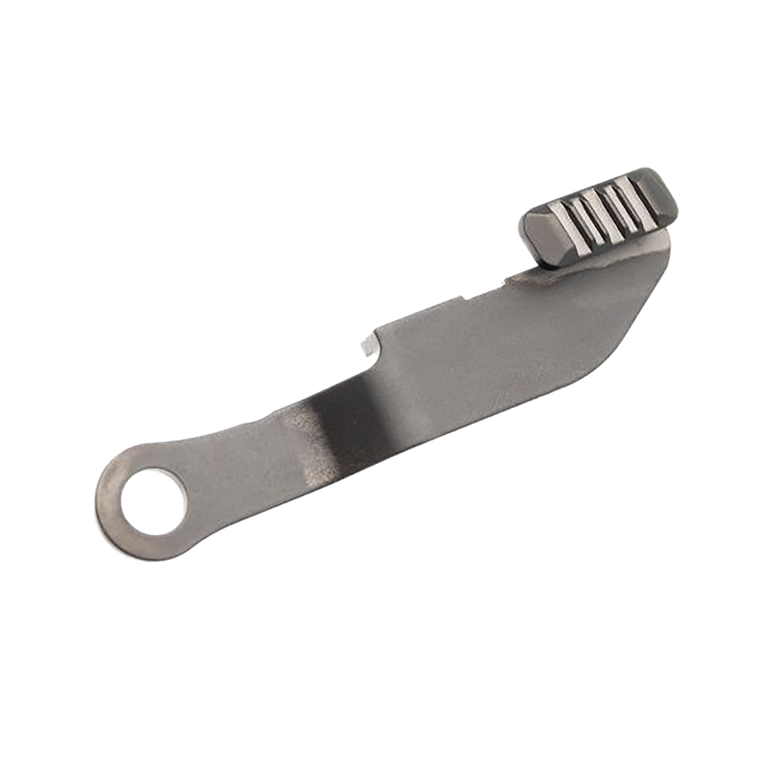 Metal lever with ridged thumb grip attachment