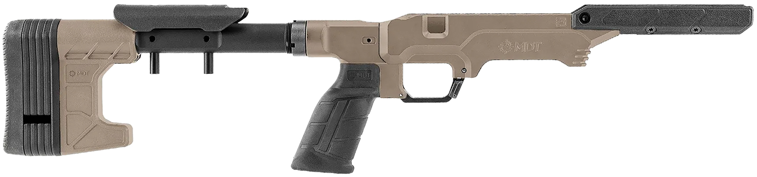 Tan and black rifle chassis stock