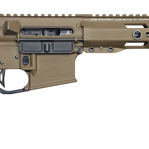 Tan AR-style semi-automatic rifle on white background