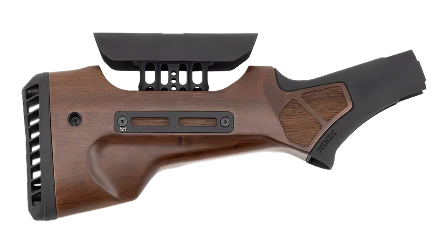 Adjustable wooden rifle stock with cheek rest