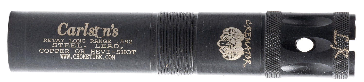 Carlson's black shotgun choke tube with engraved text