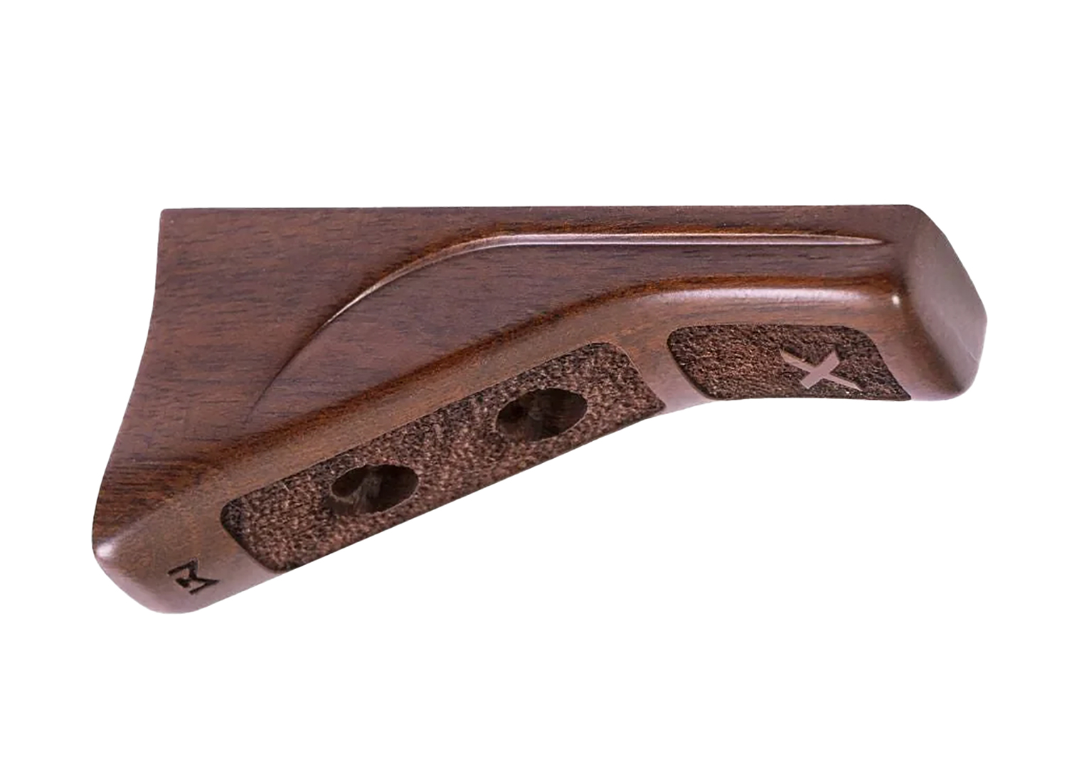 Wooden pistol grip with textured inlays