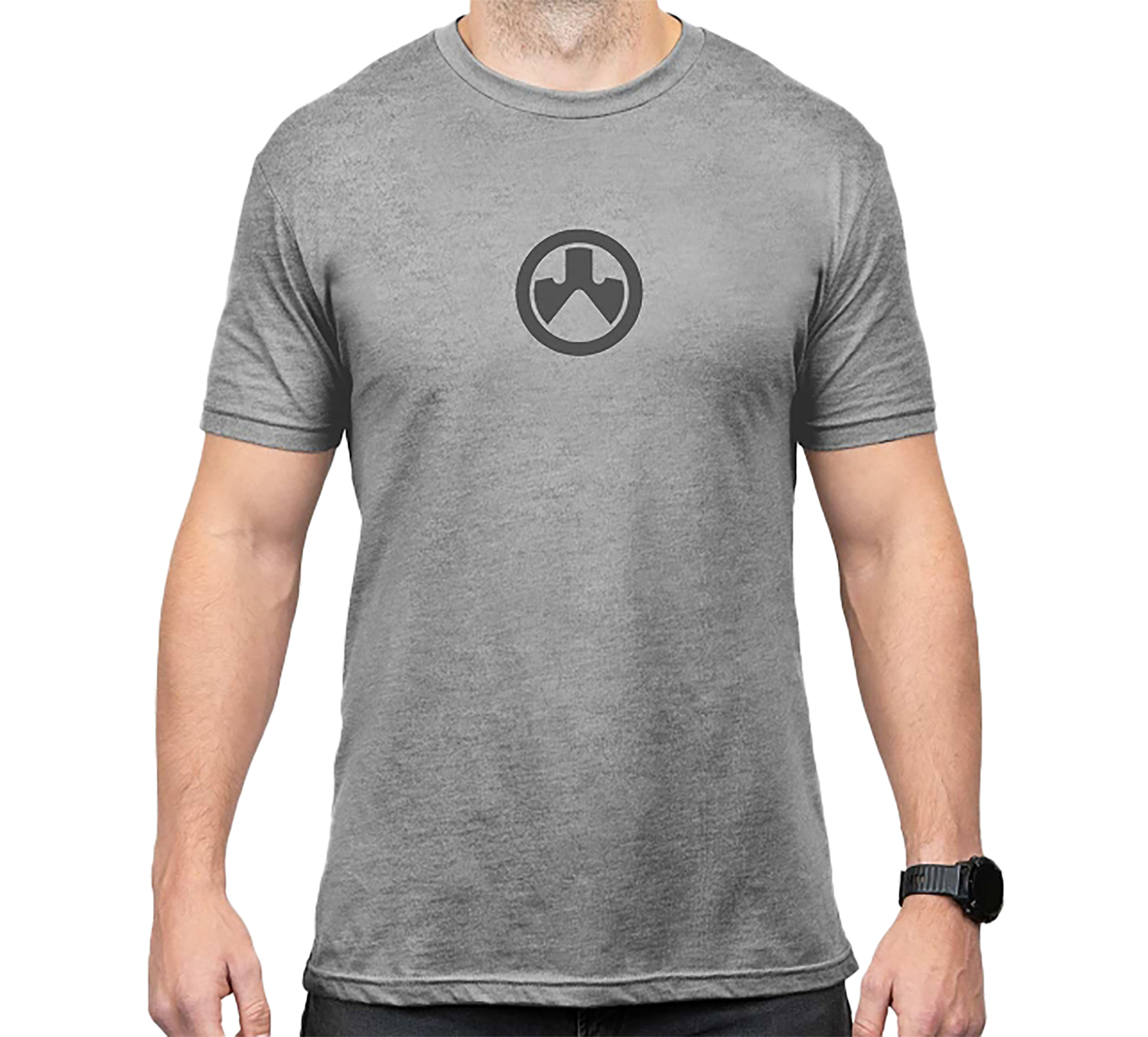 Gray T-shirt with circular chest logo
