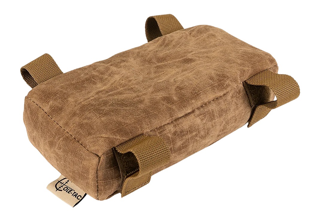 Tan tactical sandbag with webbing straps