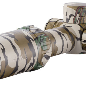 Camouflage-patterned Hawke rifle scope on white background
