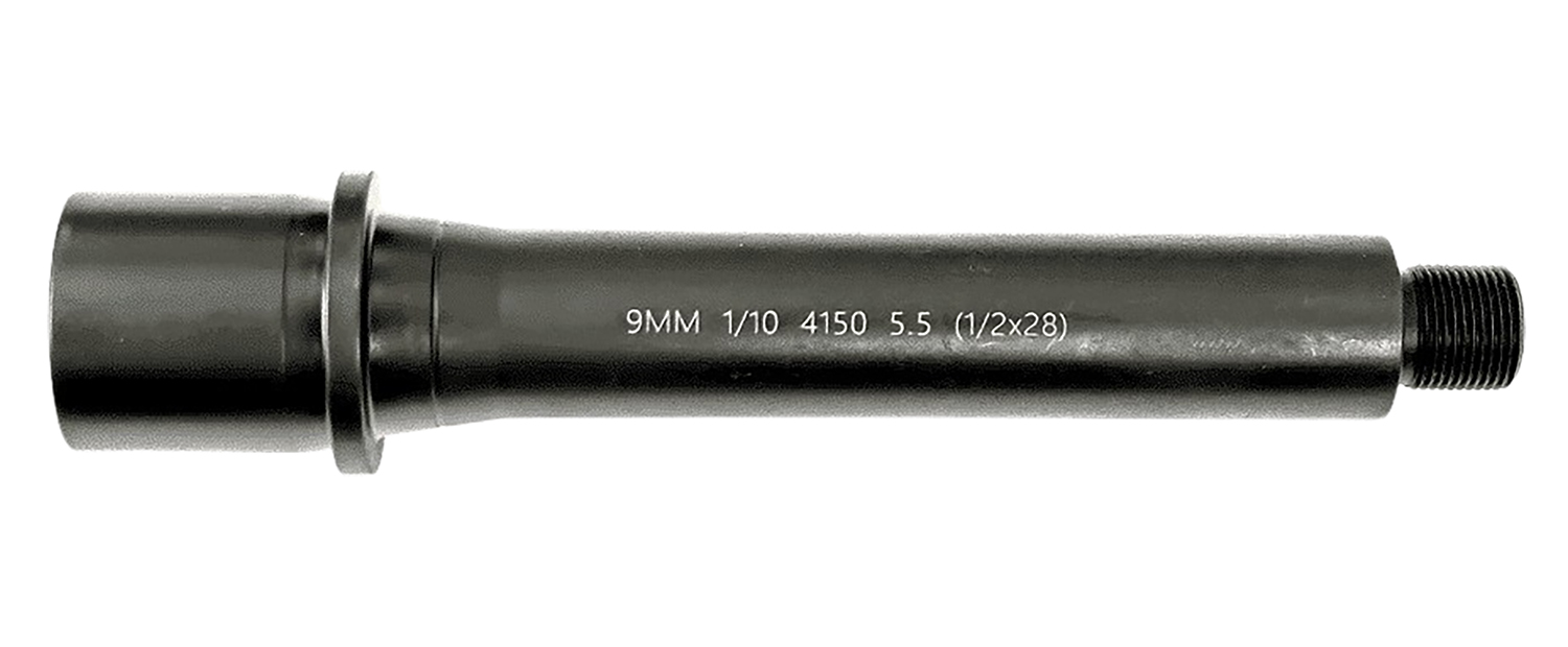Black 9mm threaded gun barrel