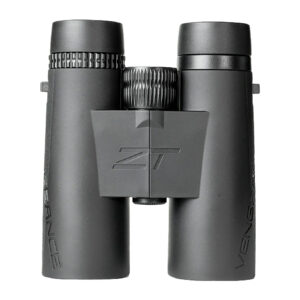Compact black binoculars isolated on white background