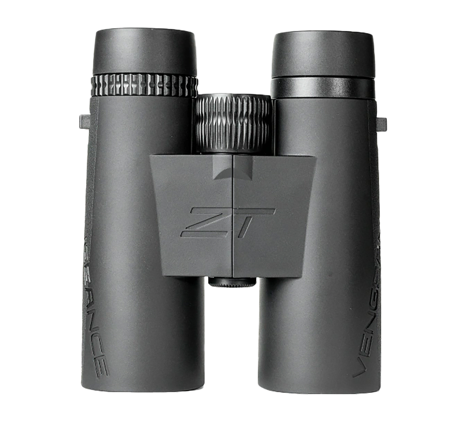 Compact black binoculars isolated on white background