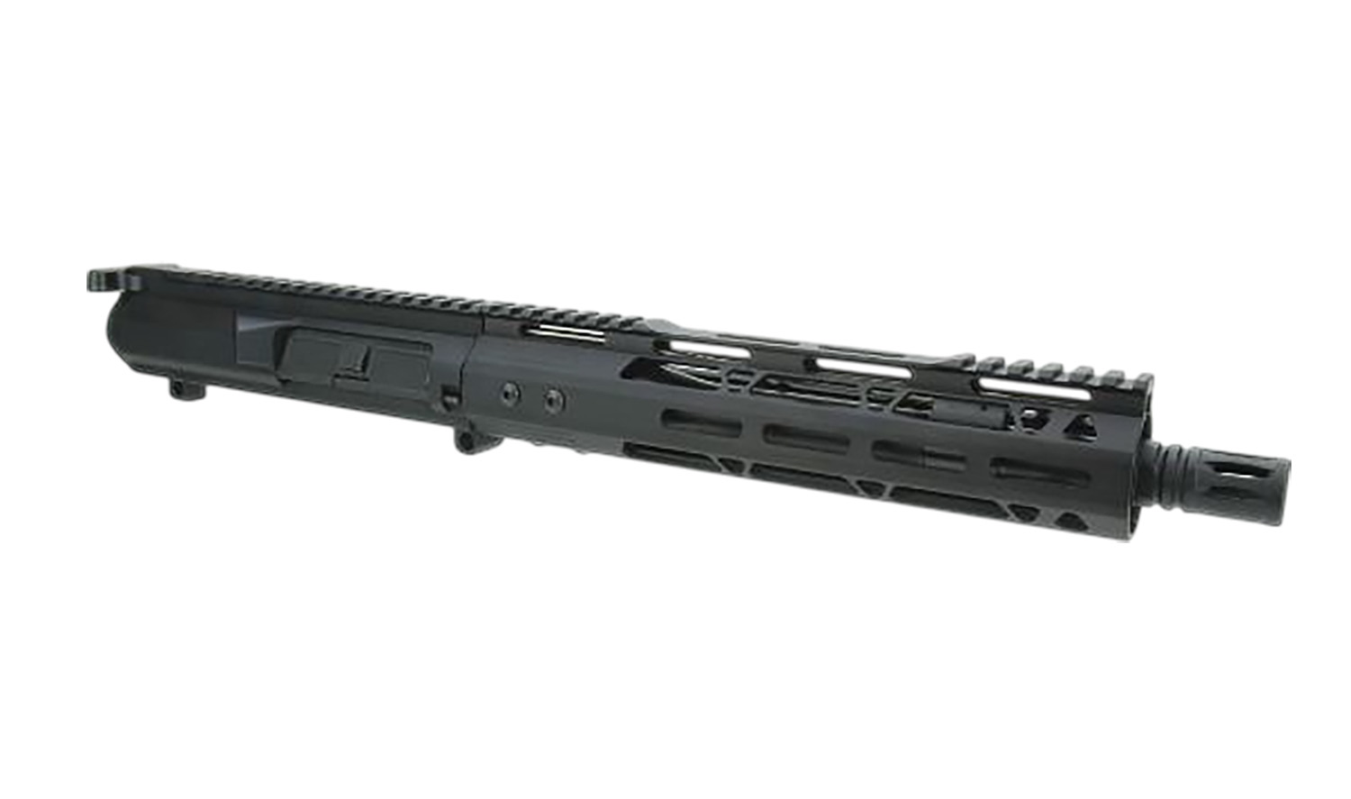 Black rifle upper receiver with handguard and muzzle device