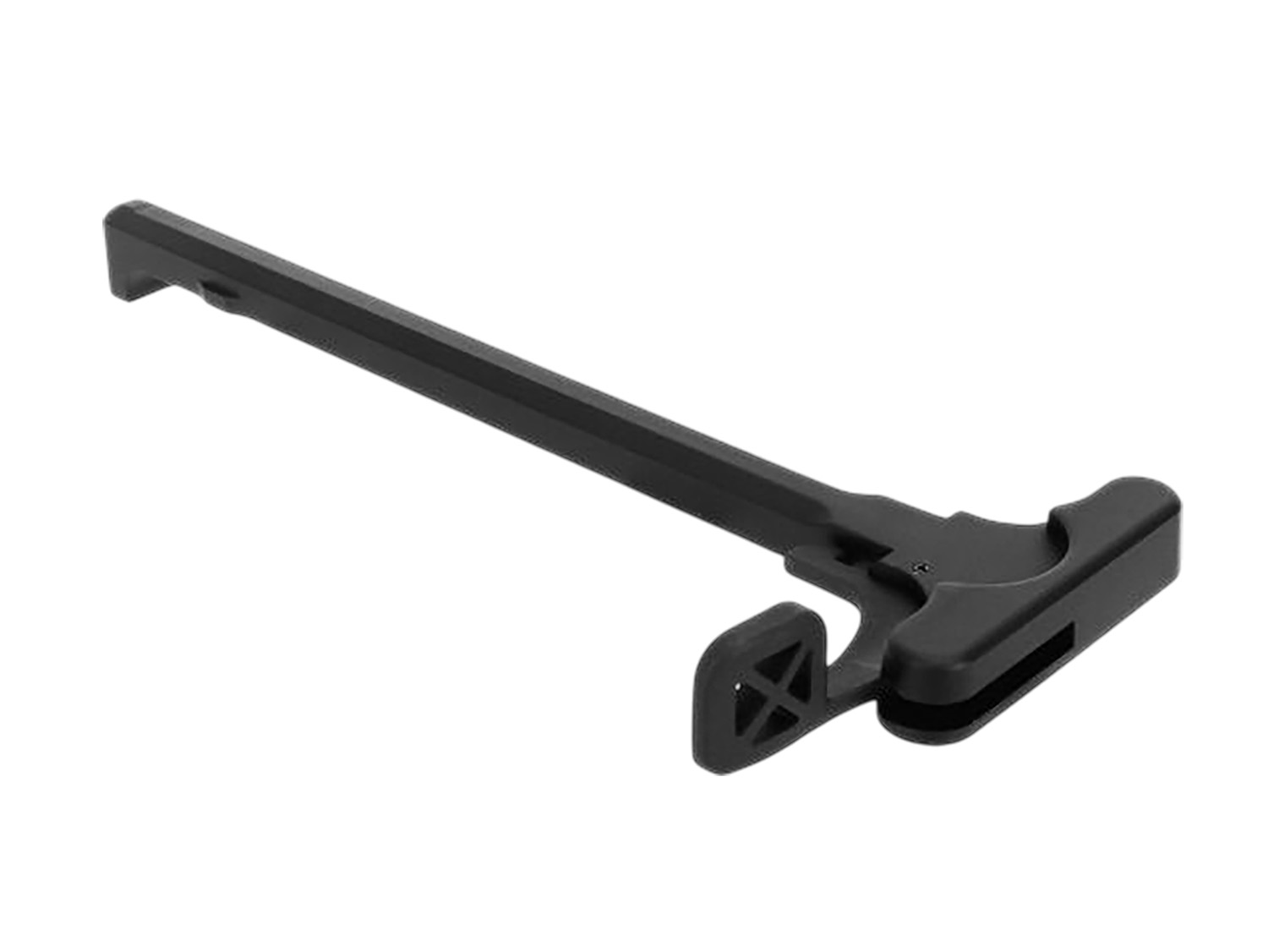 Black plastic mounting bracket with hook end