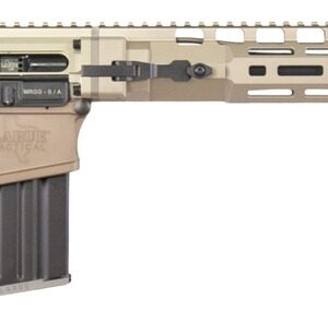 Tan AR-15 style semi-automatic rifle