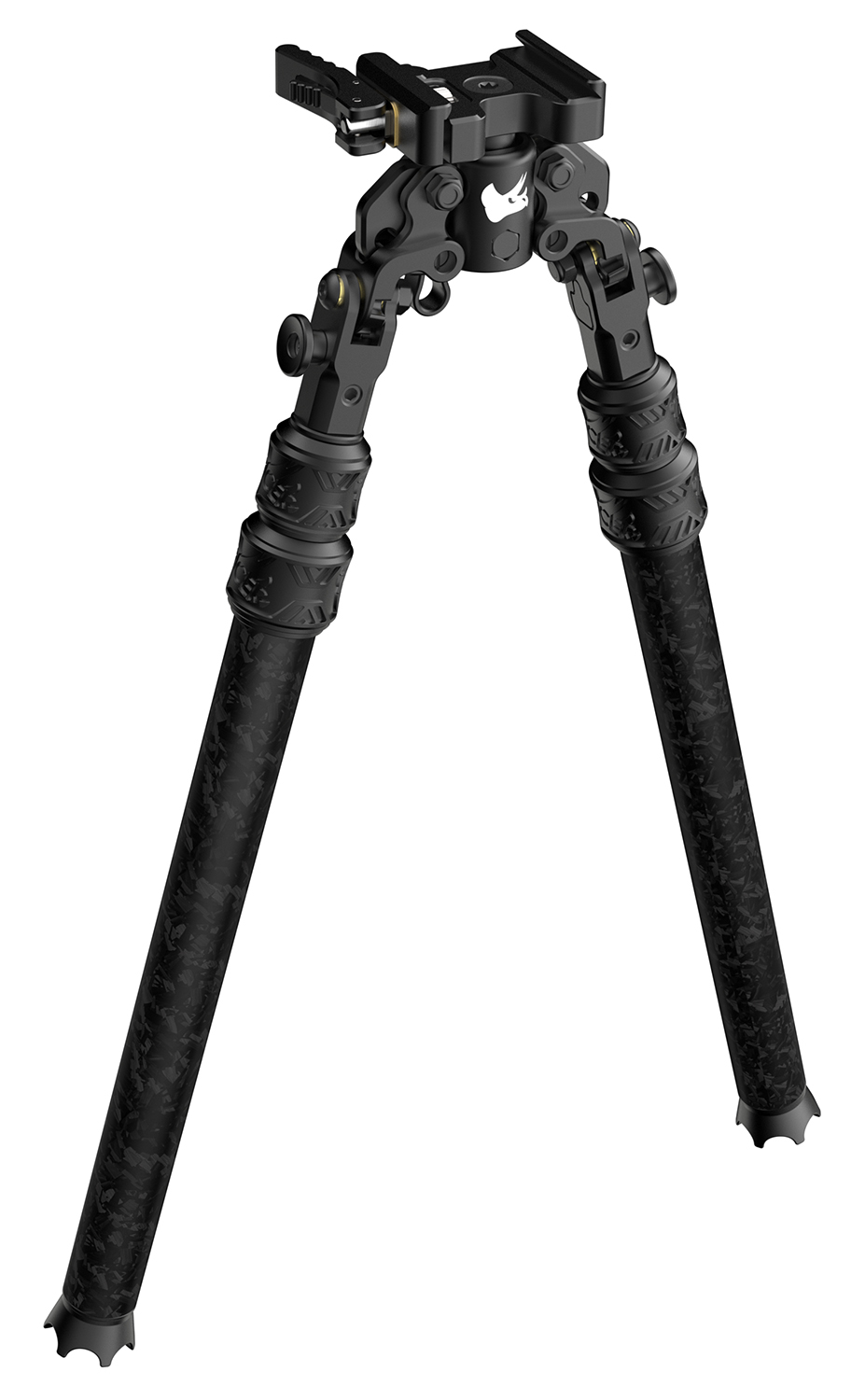 Carbon fiber adjustable rifle bipod with clamp mount