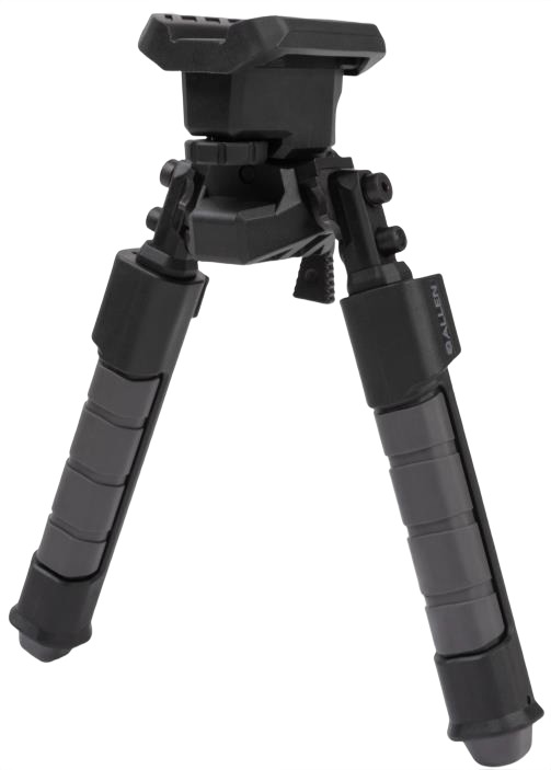 Black adjustable rifle bipod with extendable legs