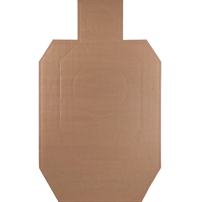 Cardboard silhouette shooting target with scoring rings